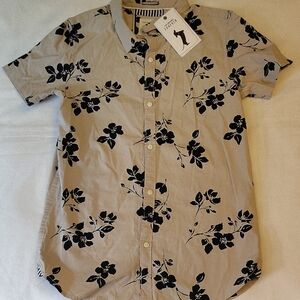 Kids Cactus Boys Button Down Shirt - Black on Tan NWT Size 10